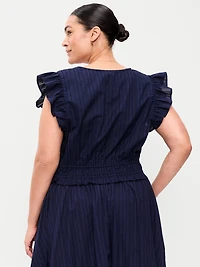 Flutter-Sleeve Poplin Top