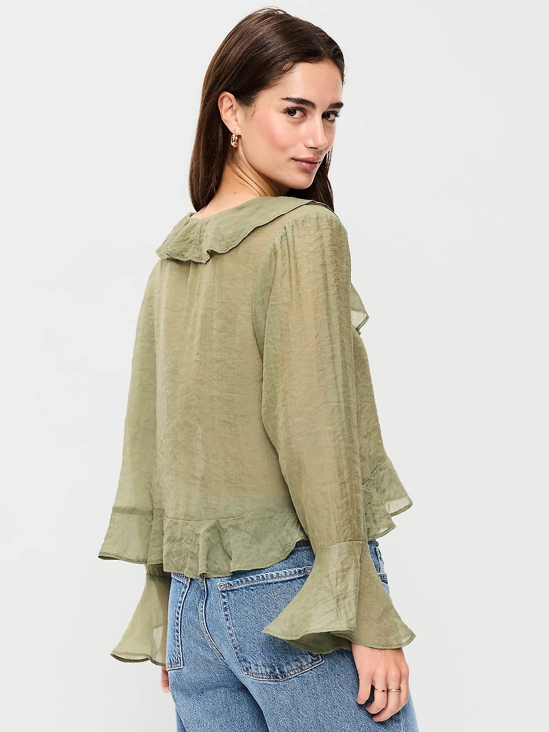 Bell-Sleeve Ruffle Top