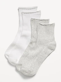 Ribbed Quarter-Crew Socks 2-Pack