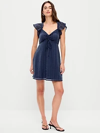 Flutter-Sleeve Fit & Flare Mini Dress