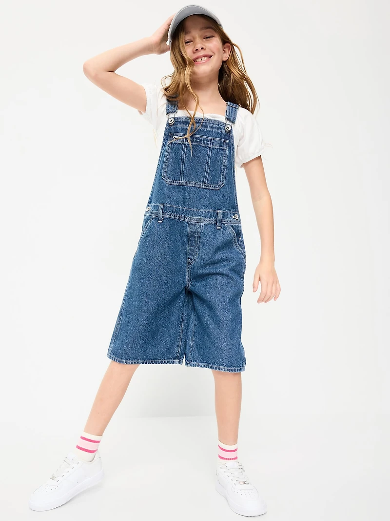 Baggy Denim Shortalls for Girls