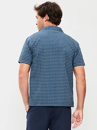 Short-Sleeve Textured Jacquard Camp Shirt
