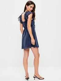 Flutter-Sleeve Fit & Flare Mini Dress