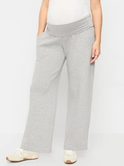 Maternity Bounce Fleece Full-Panel Wide-Leg Sweatpants