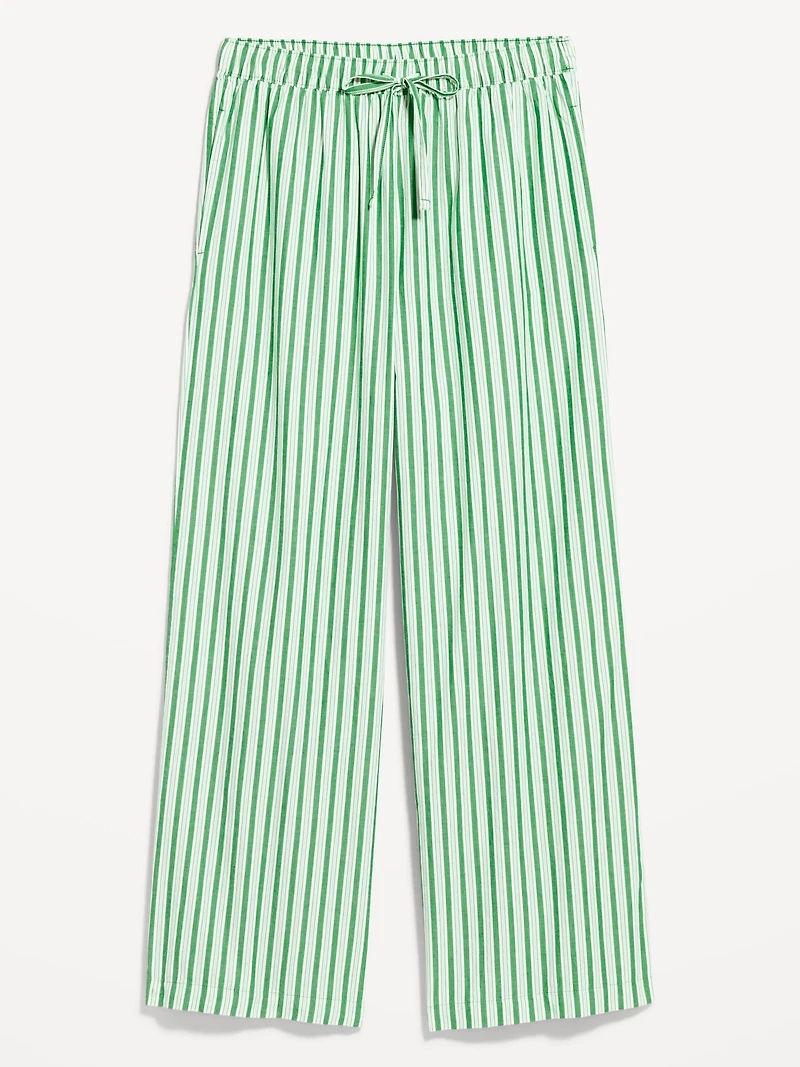 Poplin Wide-Leg Pajama Pants