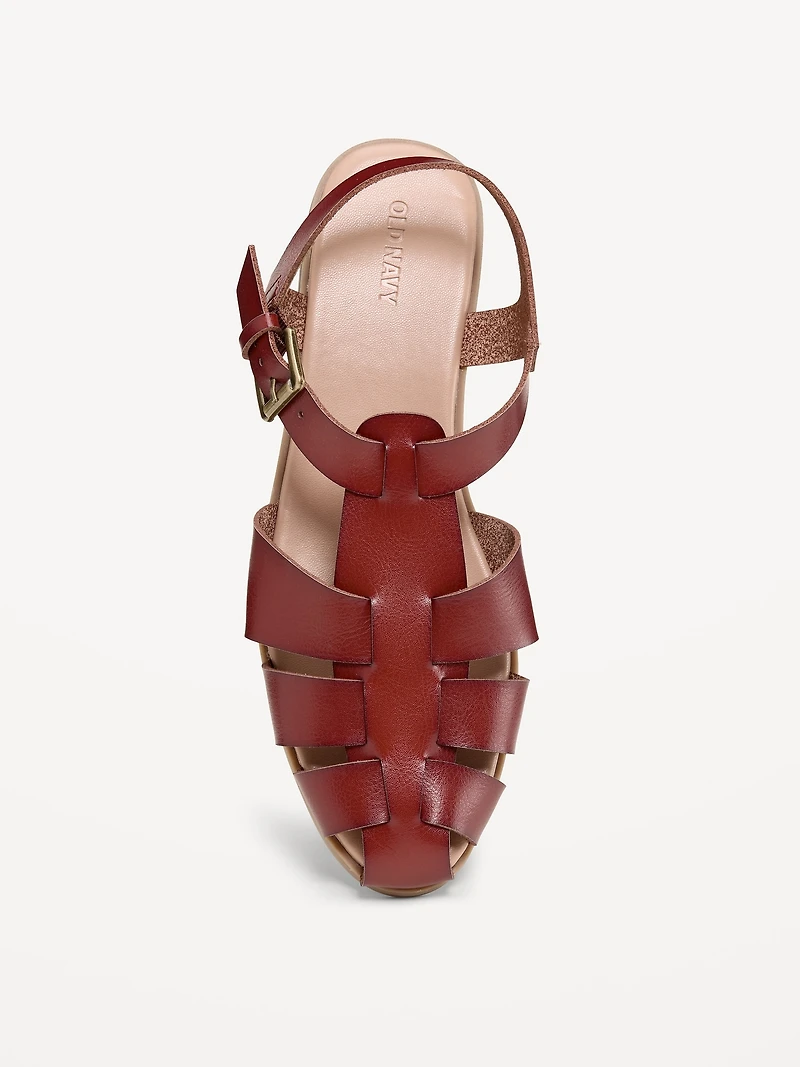 Faux-Leather Fisherman Sandals