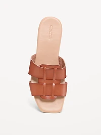 Faux-Leather Slide Sandals