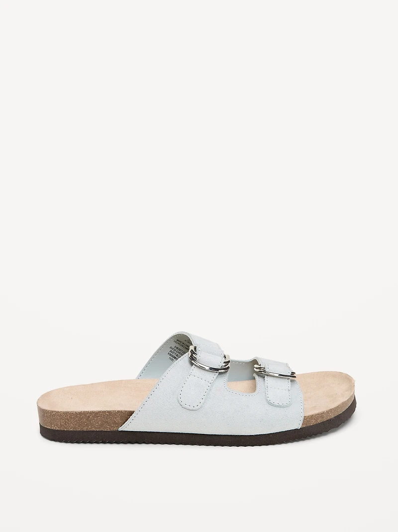 Faux-Suede Double-Strap Slide Sandals for Women