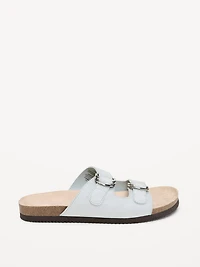 Faux-Suede Double-Strap Slide Sandals for Women