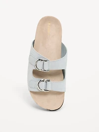 Faux-Suede Double-Strap Slide Sandals for Women