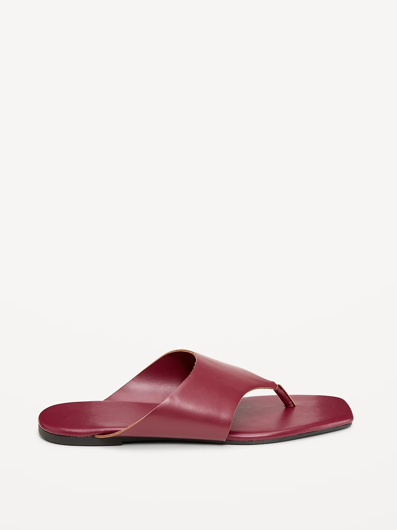 Faux-Leather Wide Thong Sandal for Women