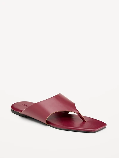 Faux-Leather Wide Thong Sandal for Women