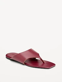 Faux-Leather Wide Thong Sandal for Women