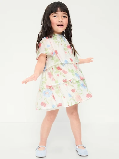 Short-Sleeve Tiered Swing Dress for Toddler Girls