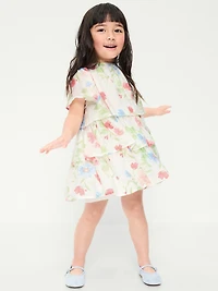 Short-Sleeve Tiered Swing Dress for Toddler Girls