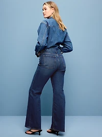 Mid-Rise Loose Boot-Cut Jeans