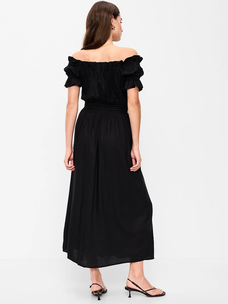 Off-The-Shoulder Boho Maxi Dress