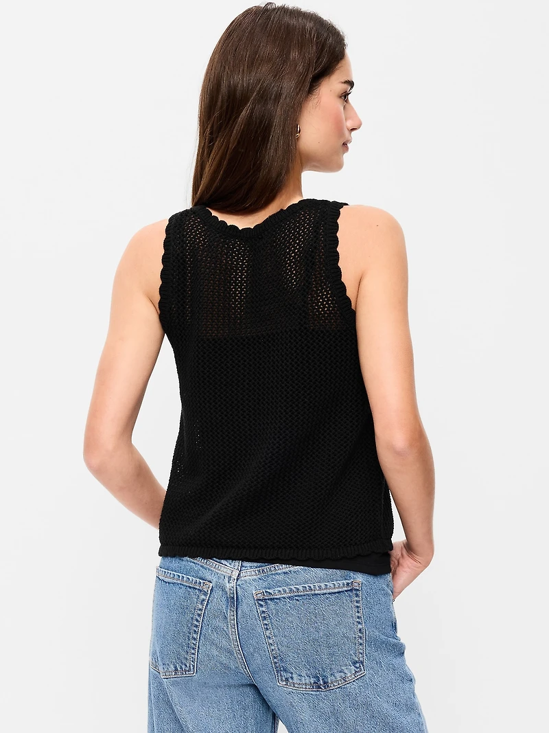 Sleeveless Seaside Cotton Crochet Tank Top