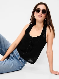 Sleeveless Seaside Cotton Crochet Tank Top