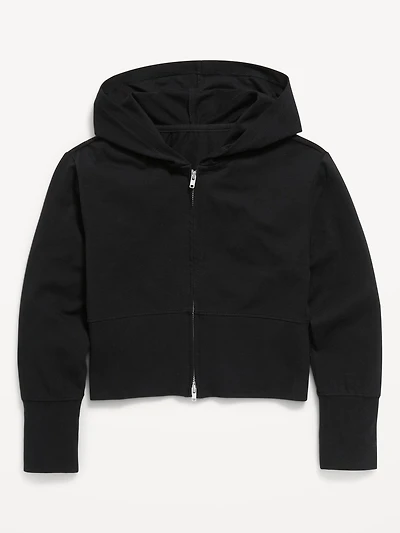 Fitted Cropped 2-Way-Zip Hoodie for Girls