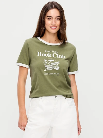 EveryWear Crew-Neck Graphic Ringer T-Shirt