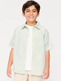 Short-Sleeve Striped Pocket Oxford Shirt for Boys