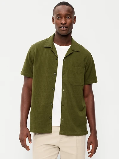 Short-Sleeve Textured Camp Shirt