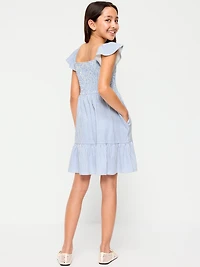 Printed Smocked Fit and Flare Dress for Girls