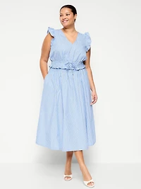 Smocked-Waist Midi Skirt