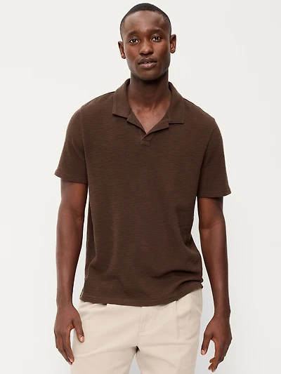 Textured Waffle-Knit Polo