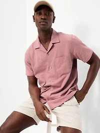 Short-Sleeve Textured Camp Shirt