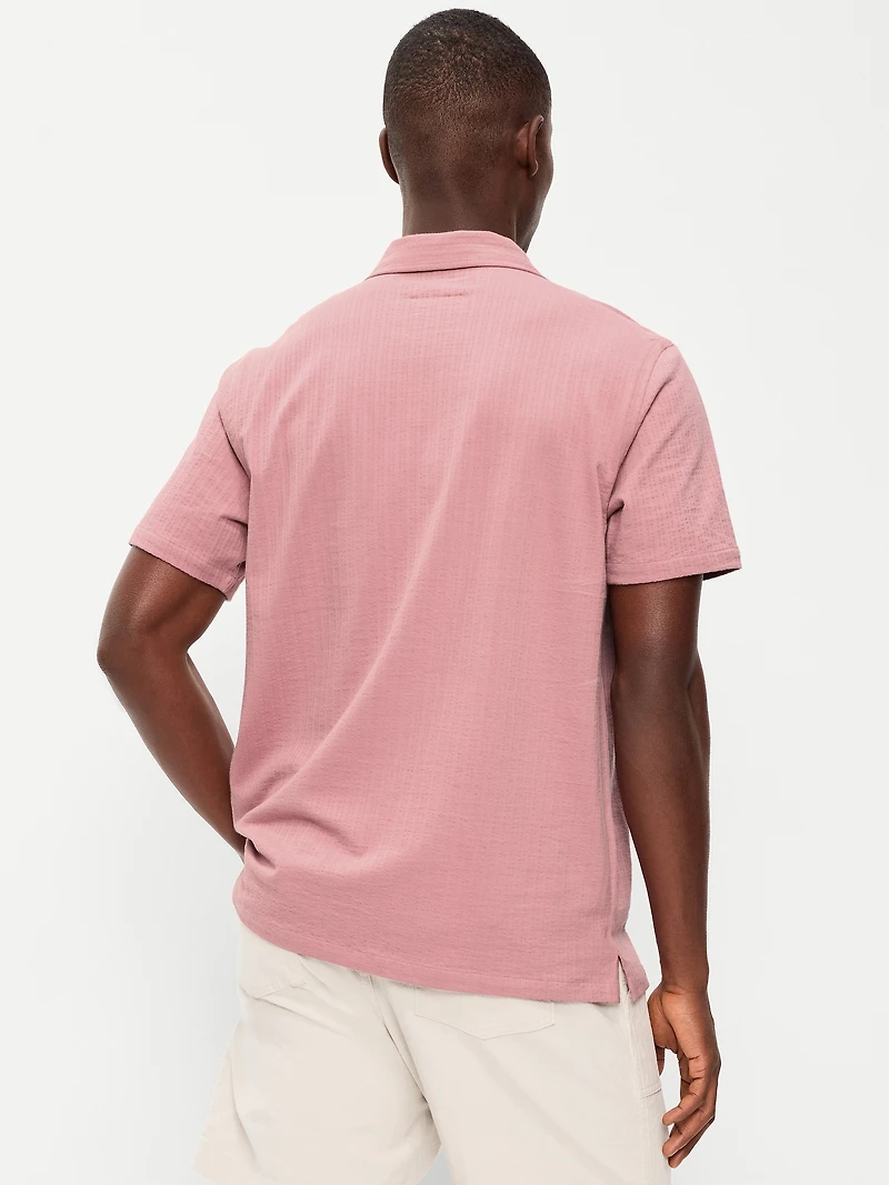 Short-Sleeve Textured Camp Shirt