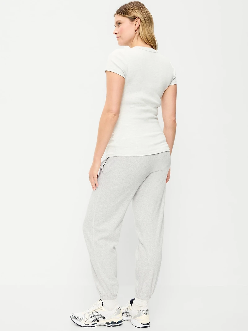 Maternity Rollover-Waist Fleece Jogger Sweatpants