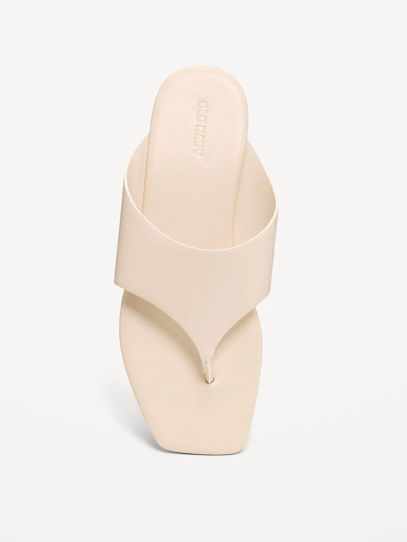 Faux-Leather Wide Thong Sandal for Women