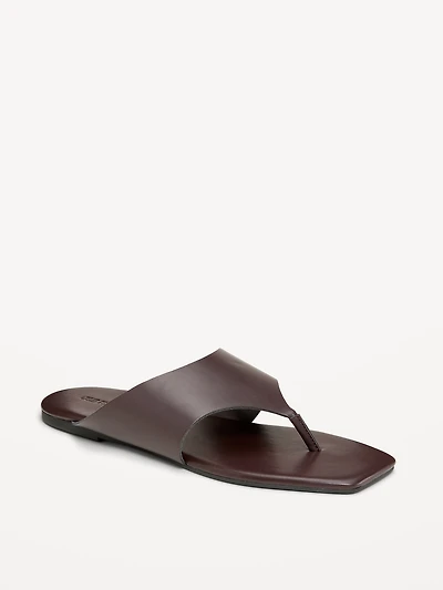 Faux-Leather Wide Thong Sandal for Women