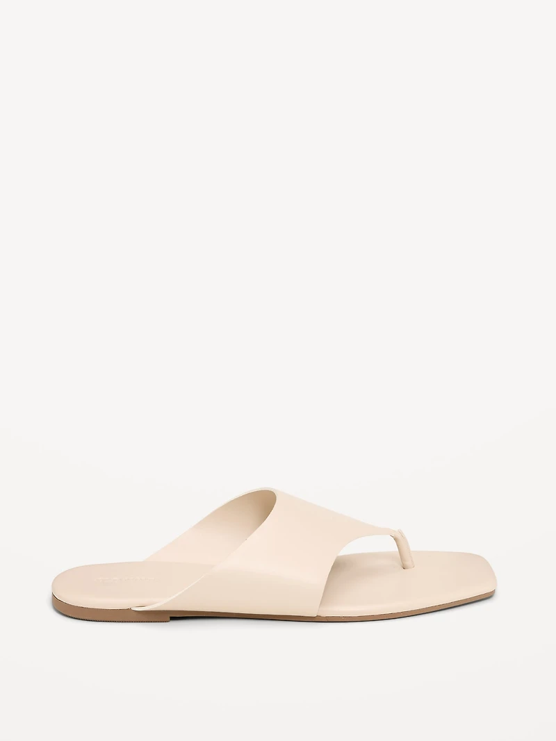 Faux-Leather Wide Thong Sandal for Women