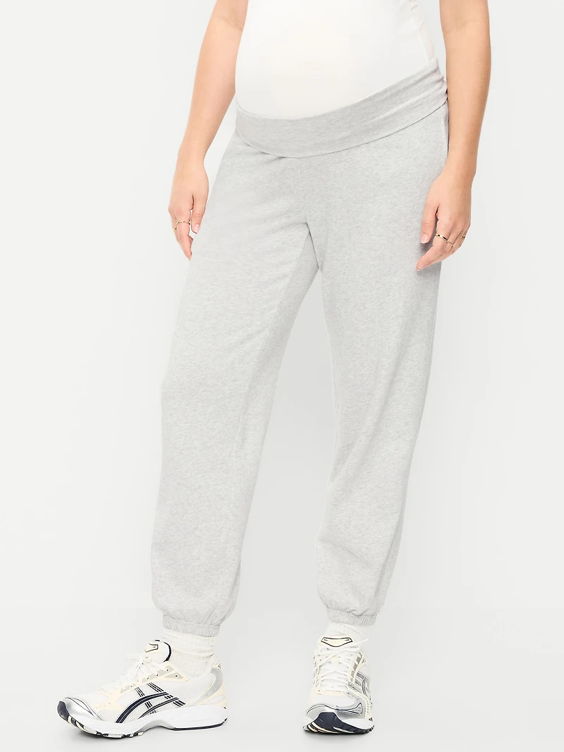 Maternity Rollover-Waist Fleece Jogger Sweatpants