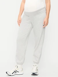Maternity Rollover-Waist Fleece Jogger Sweatpants