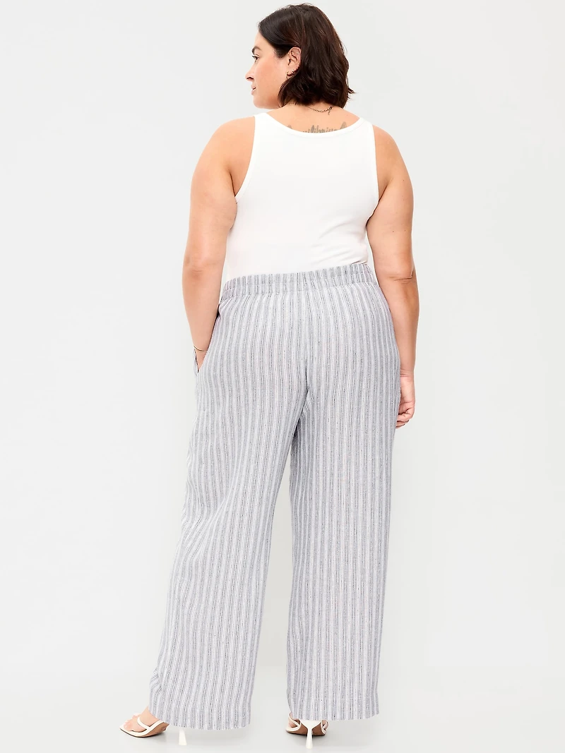High-Waisted Linen-Blend Super Wide-Leg Pants