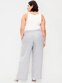 High-Waisted Linen-Blend Super Wide-Leg Pants