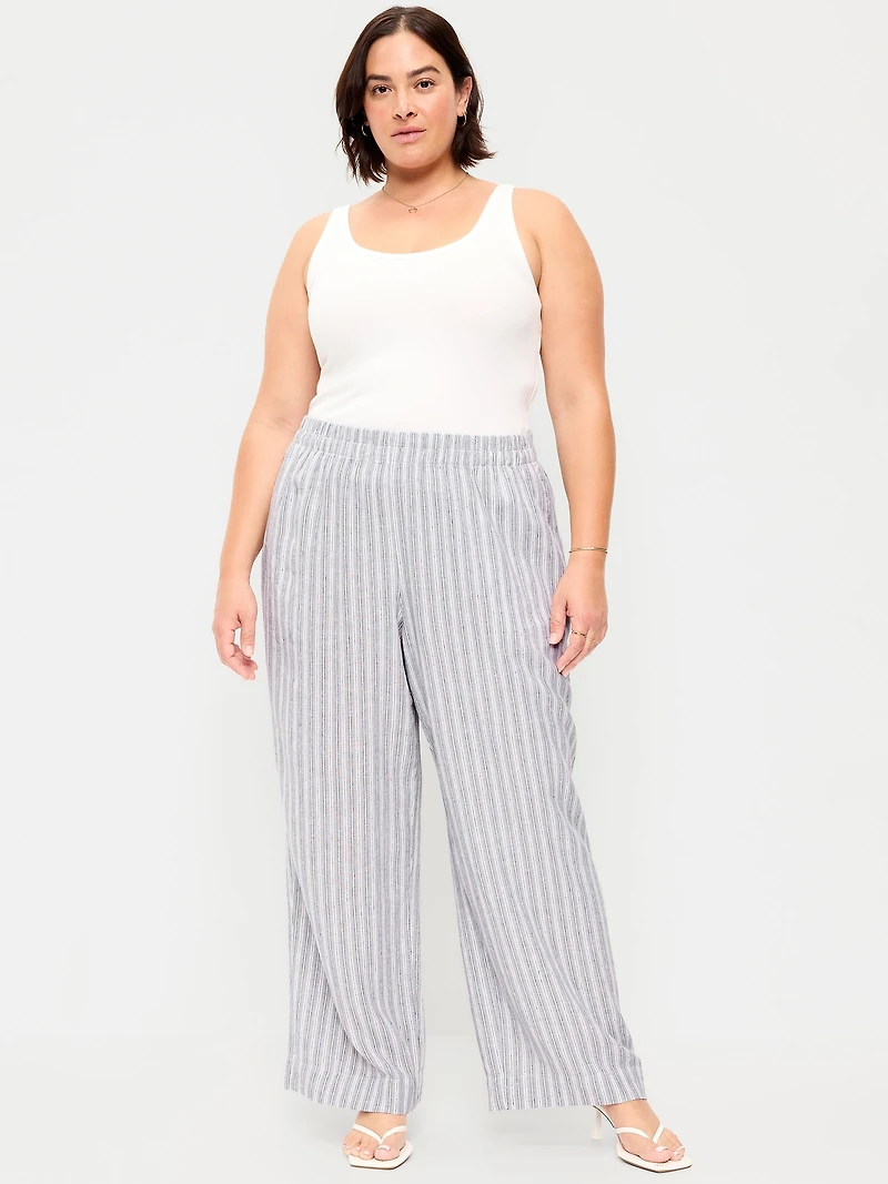 High-Waisted Linen-Blend Super Wide-Leg Pants
