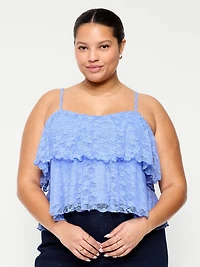 Sleeveless Tiered Lace Ruffle Top