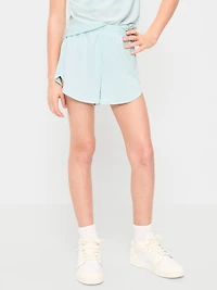 High-Waisted Mesh Dolphin-Hem Shorts for Girls