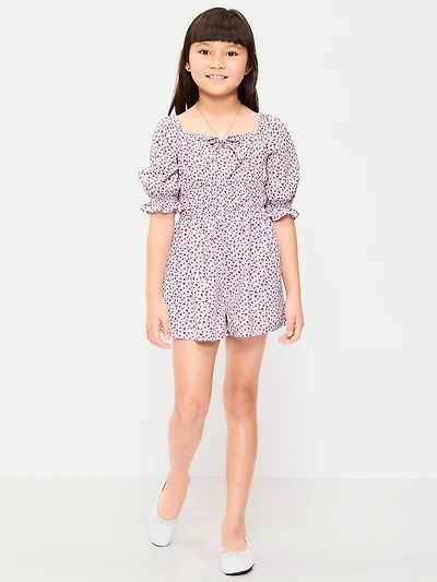 Printed Fit and Flare Romper for Girls