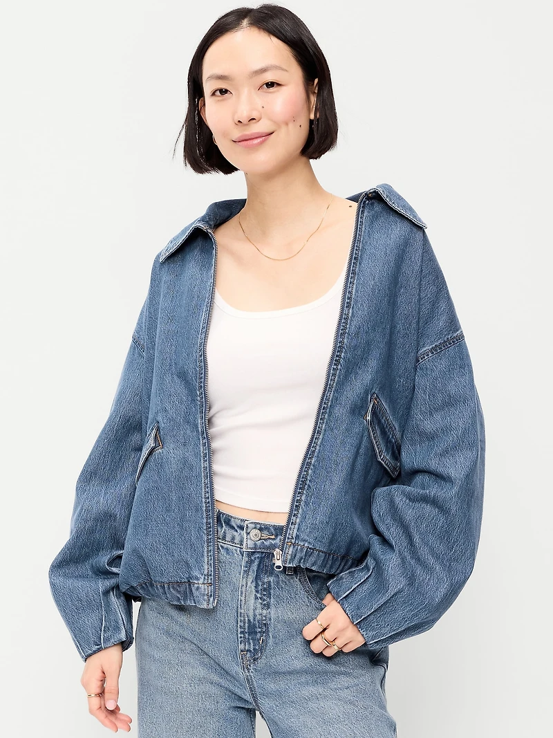 Full-Zip Harrington Jean Jacket