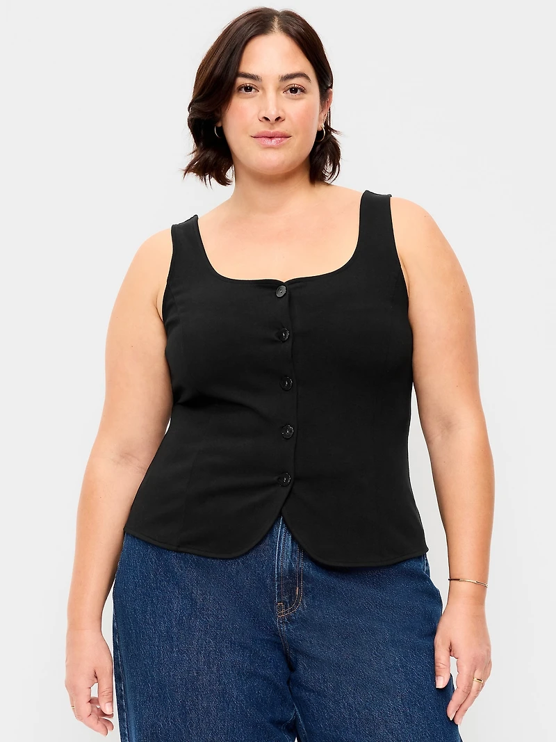 Sleeveless Button-Down Top