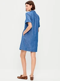 Short-Sleeve Mini Shirt Dress