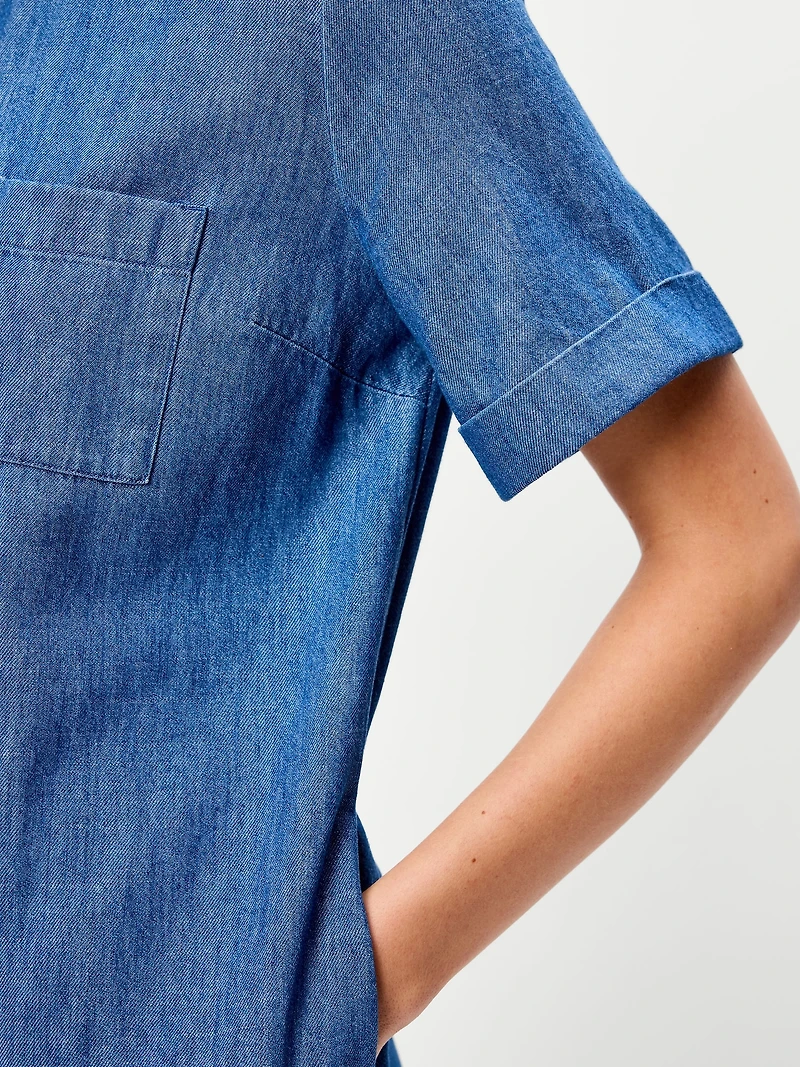 Short-Sleeve Mini Shirt Dress