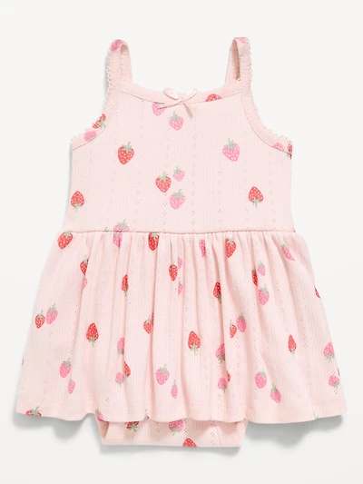 Printed Pointelle-Knit Bodysuit Dress for Baby