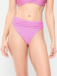 High-Waisted Cinched Bikini Swim Bottoms